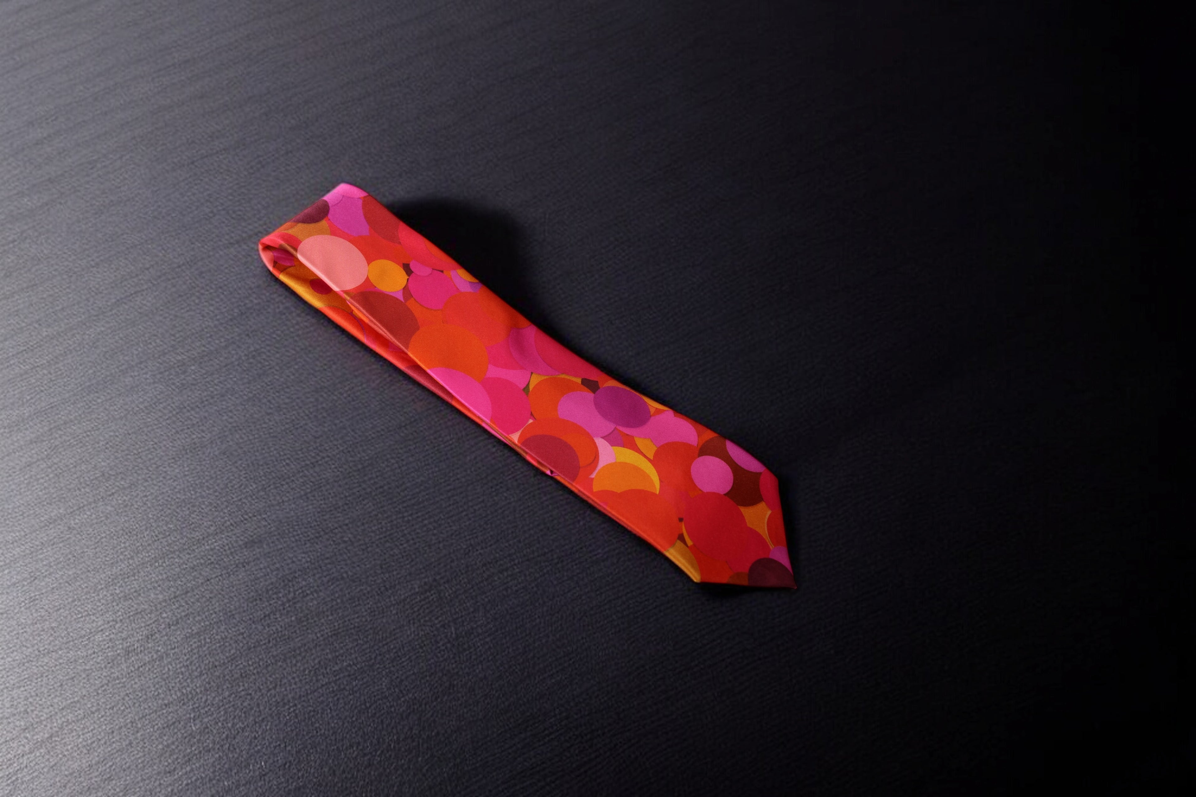Vibrant Red and Pink Tie With Pocket Square