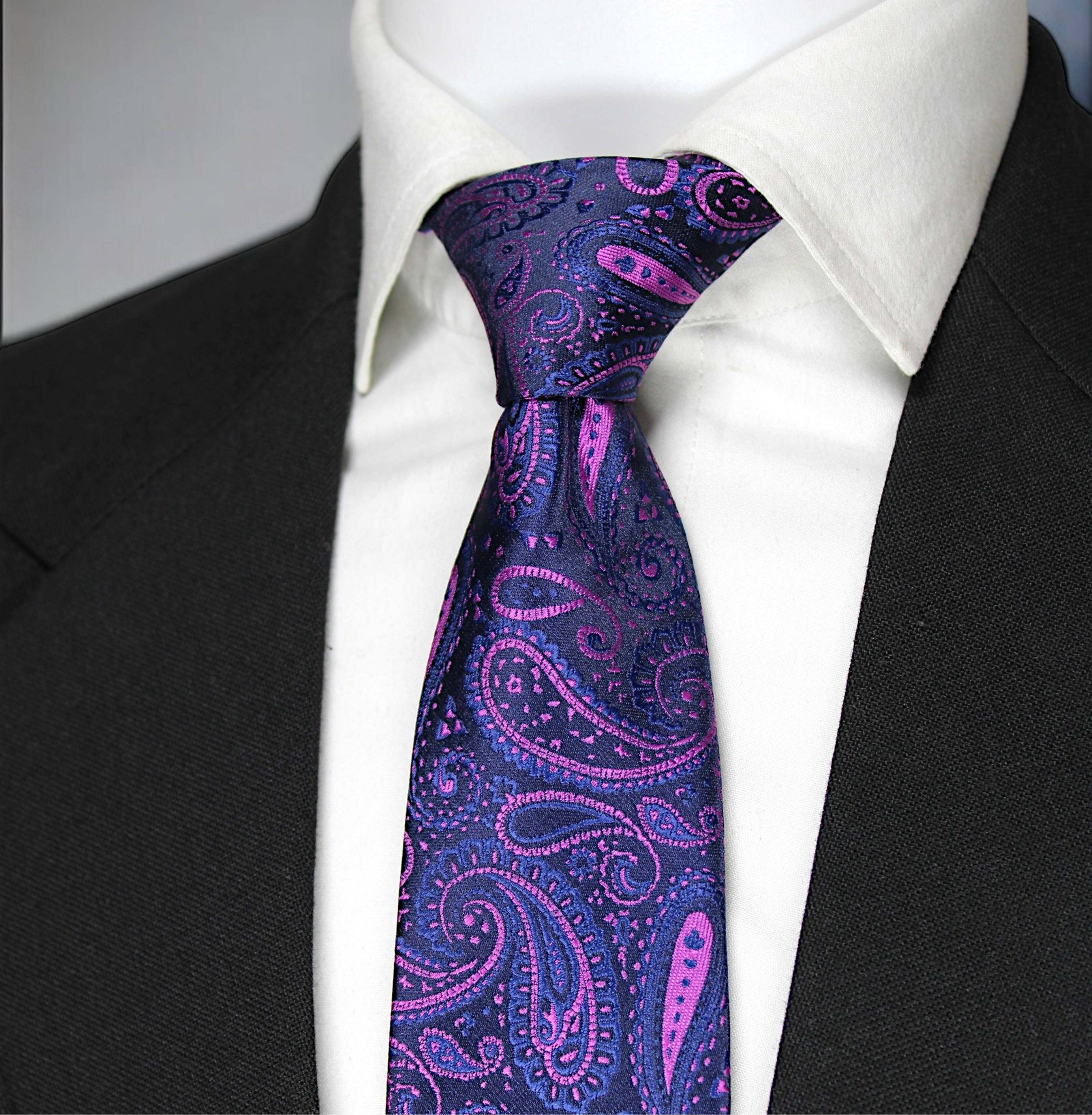 Blue & Magenta Paisley Tie & Pocket Square