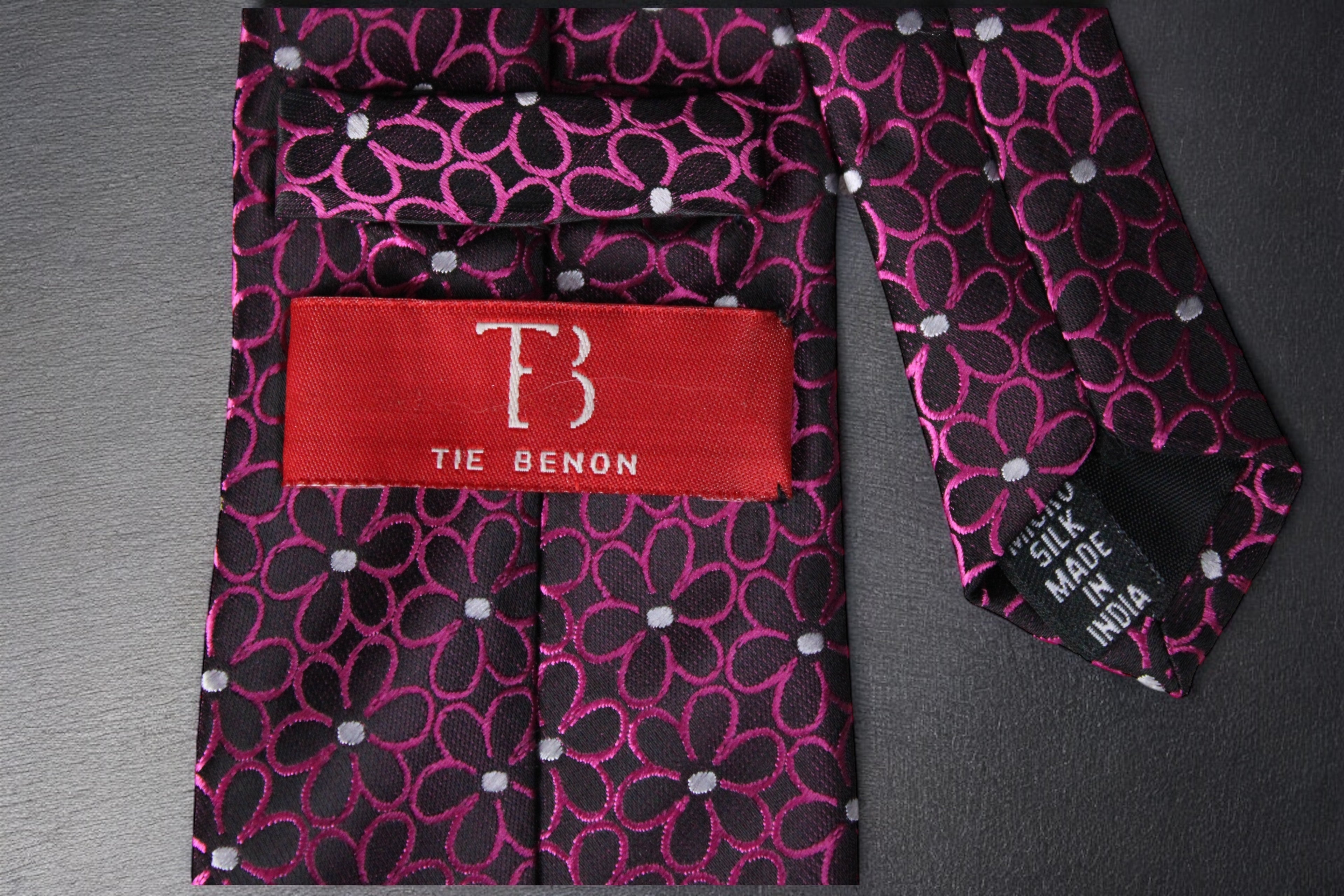 Elegant Magenta Floral Tie & Pocket Square