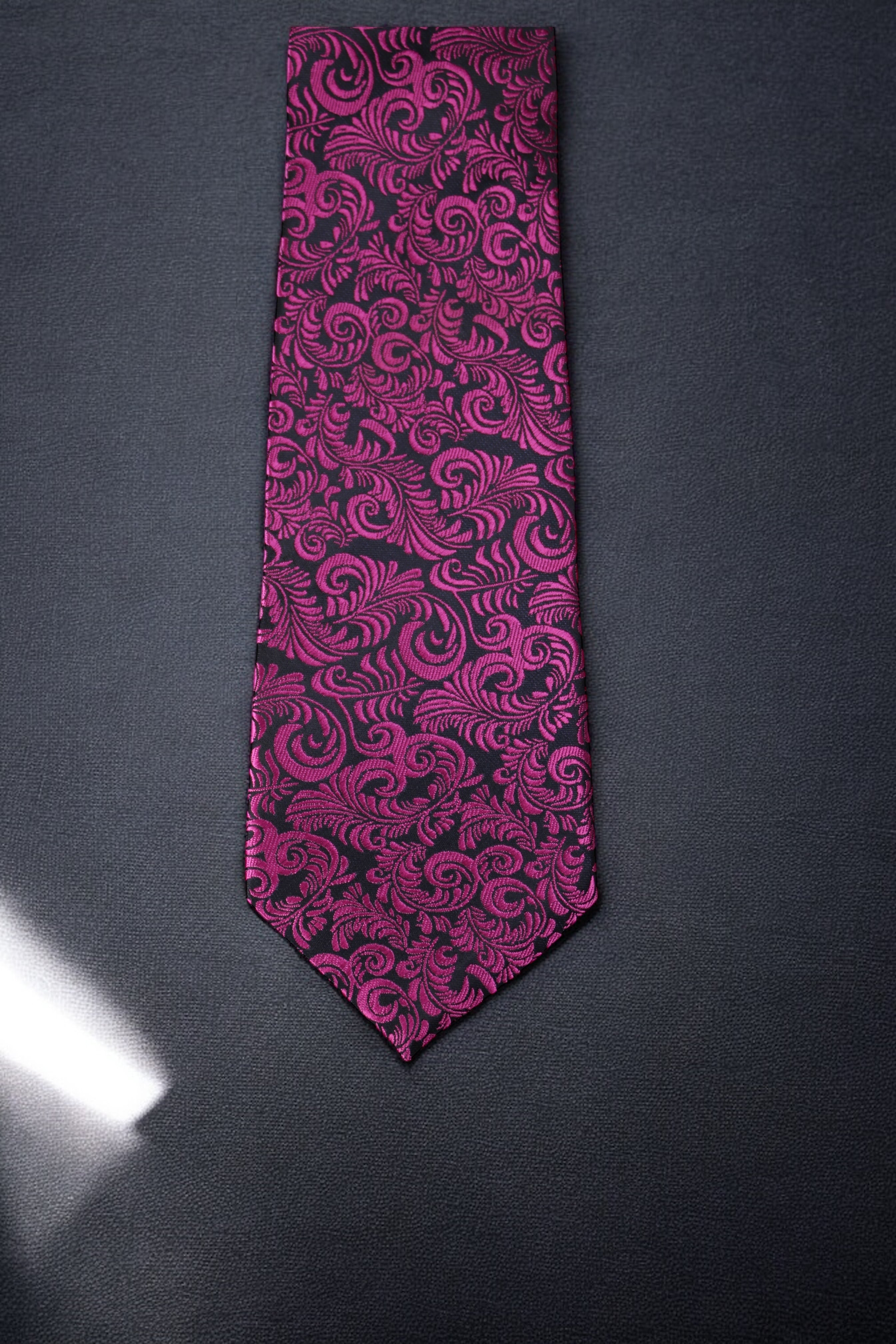 Magenta & Black Floral Tie & Pocket Square