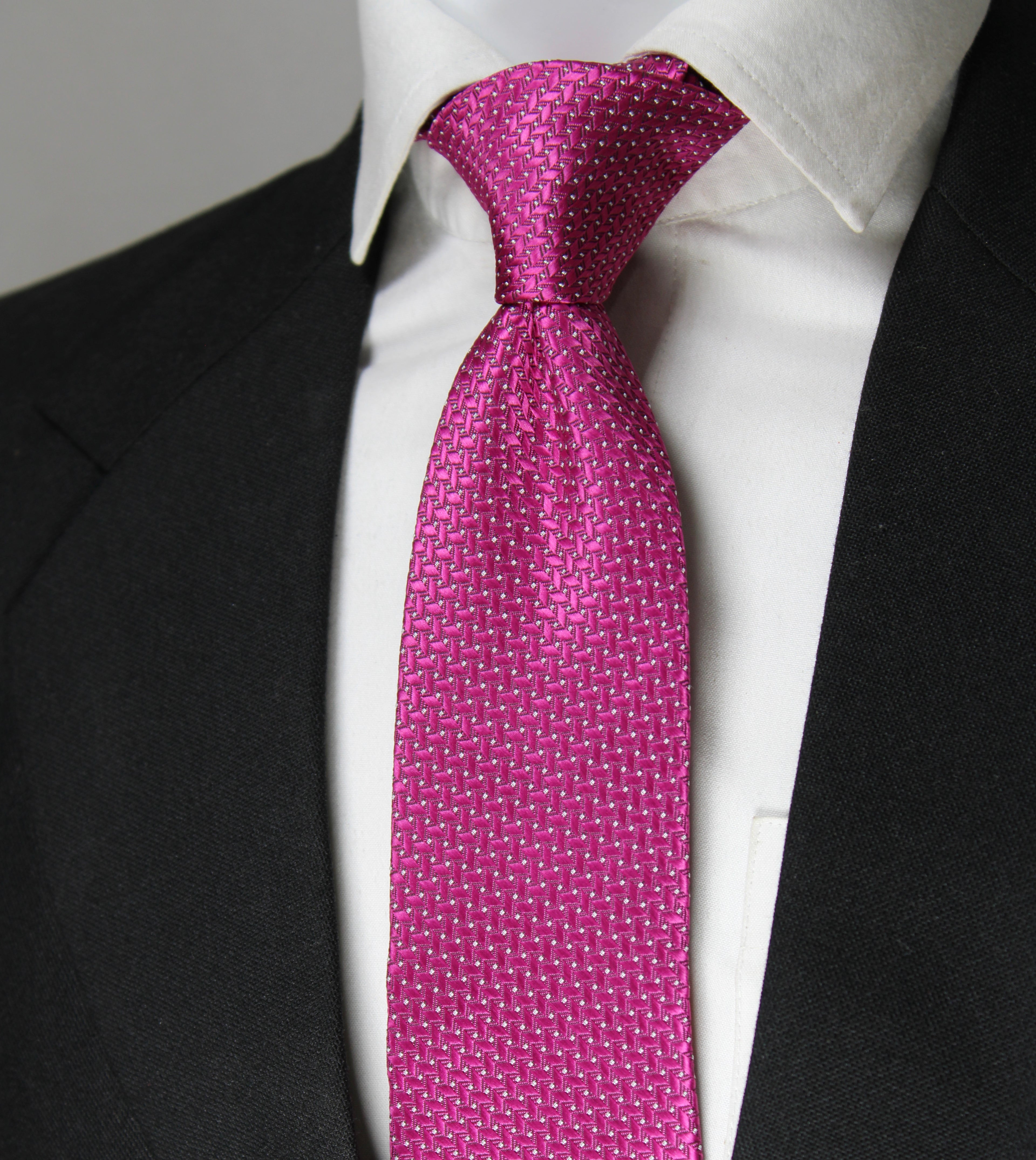 Magenta Geometric Tie & Pocket Square