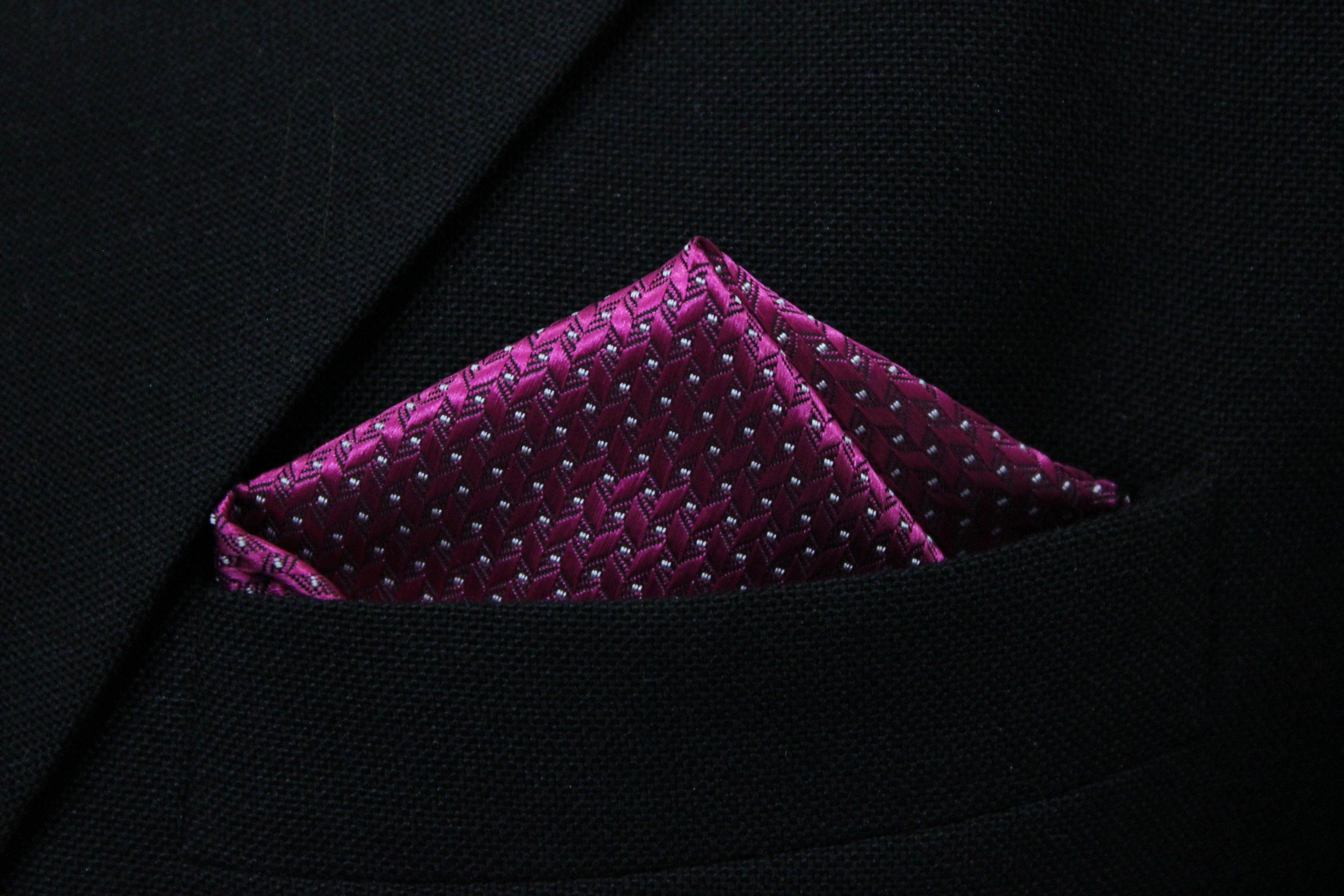 Magenta Geometric Tie & Pocket Square