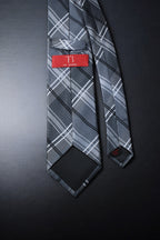 Bold Black & Silver Plaid Tie