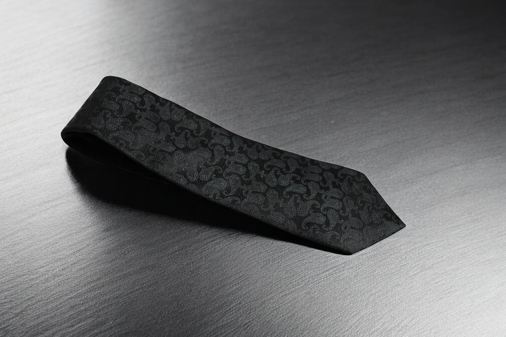 Elegant Black Self Paisley Tie