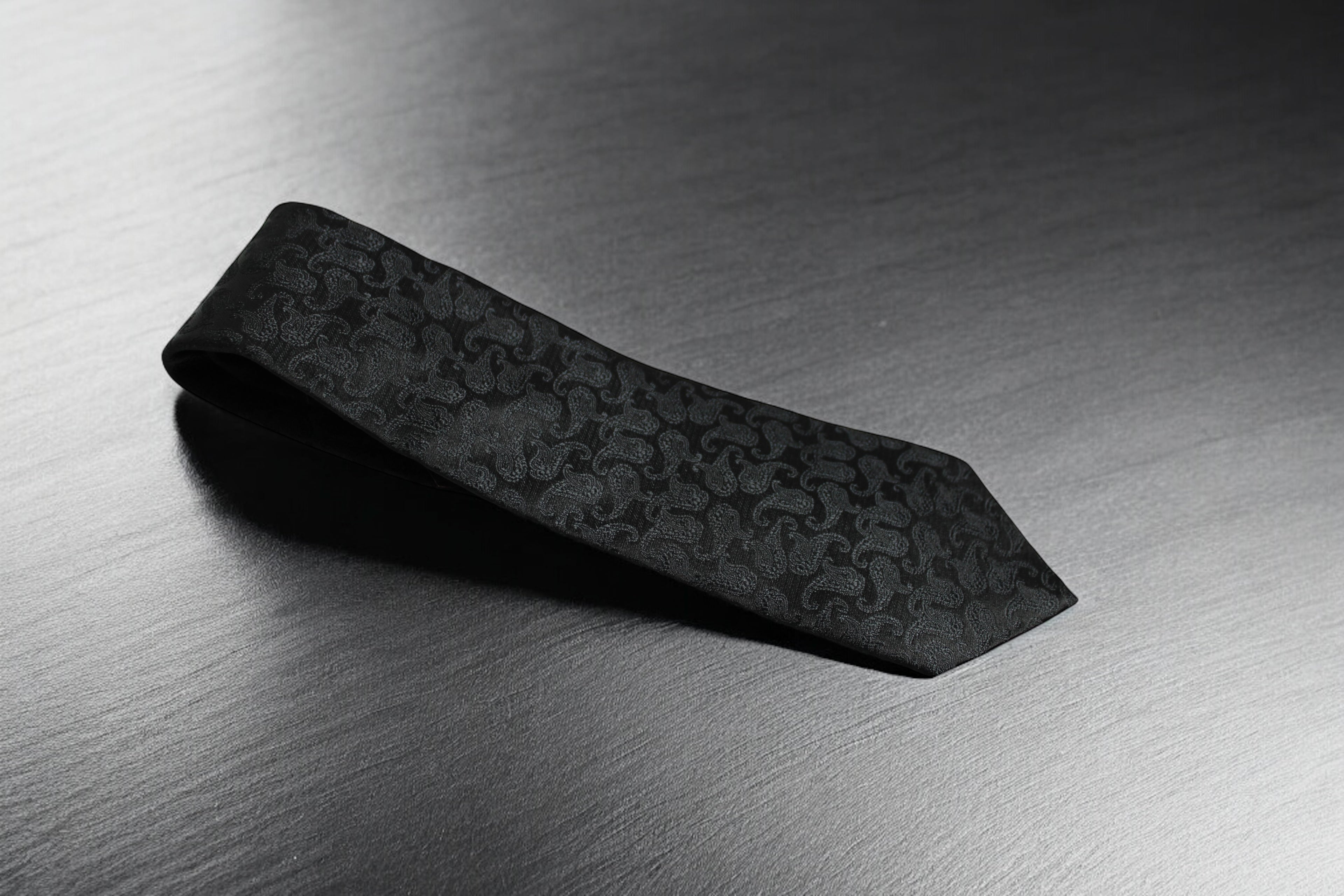 Elegant Black Self Paisley Tie