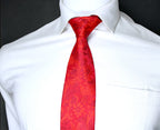 Elegant Crimson Red Floral Tie