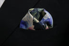 Multicolor Floral Black Tie with Pocket Square