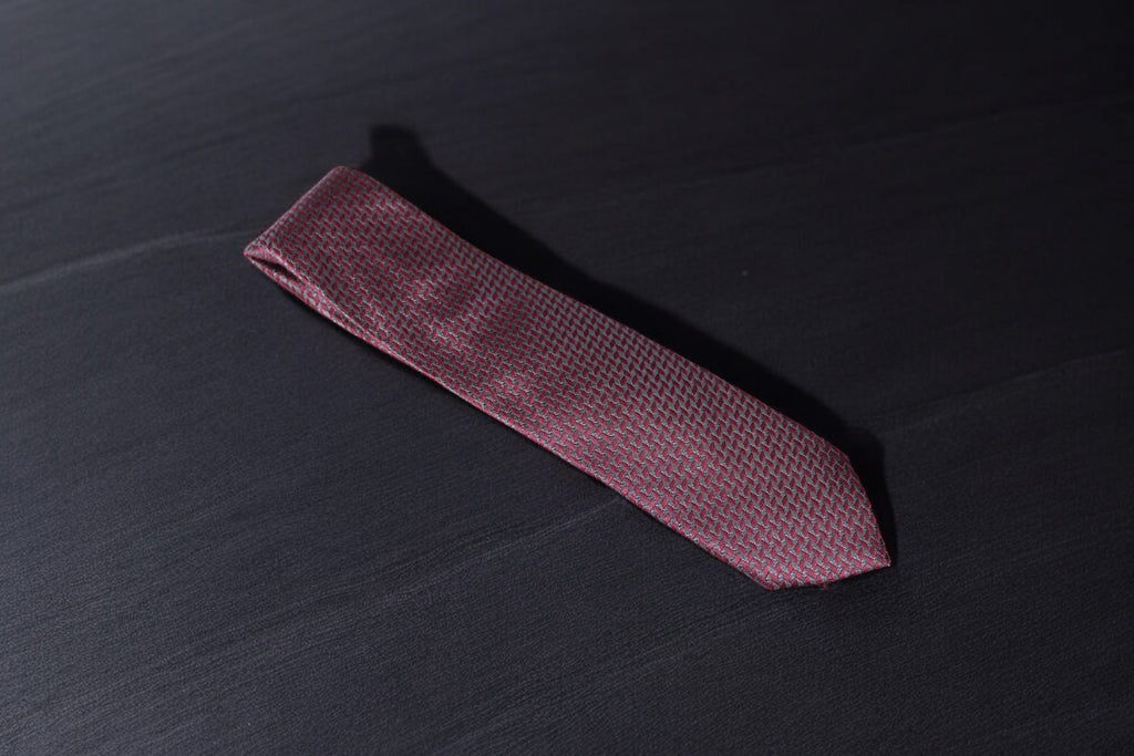 Deep Maroon & Black Geometric Tie