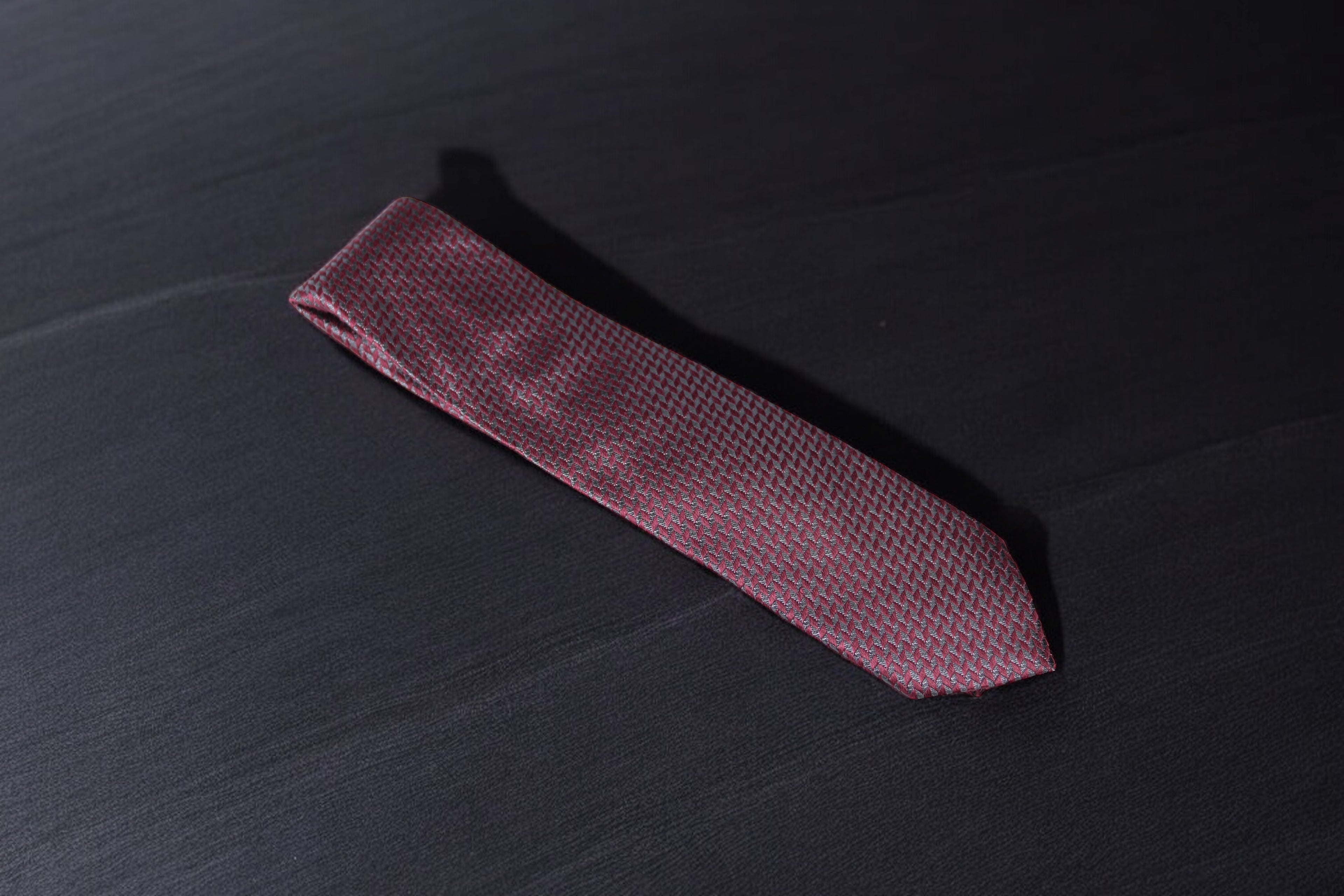 Deep Maroon & Black Geometric Tie