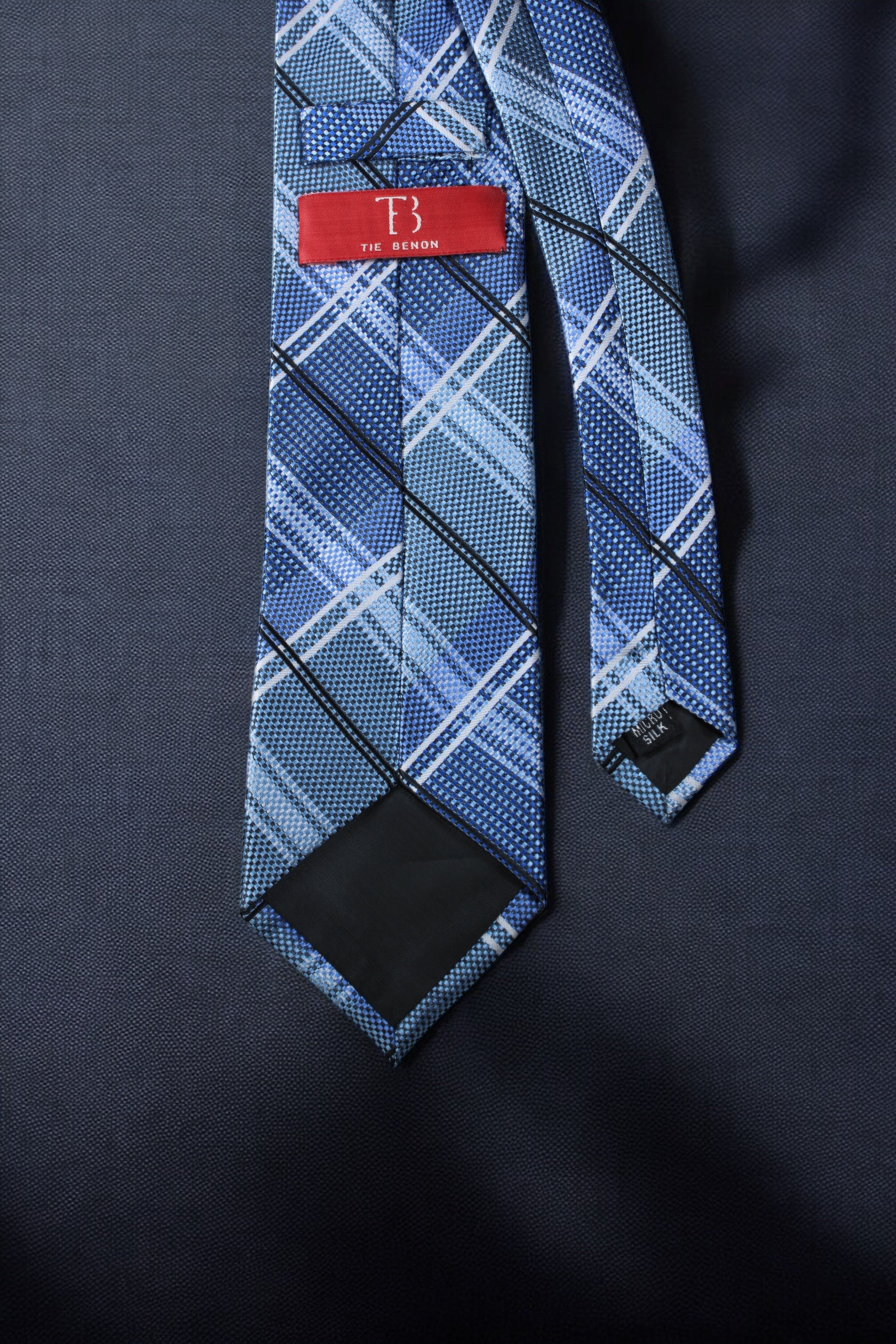 Classic Blue & Silver Plaid Tie