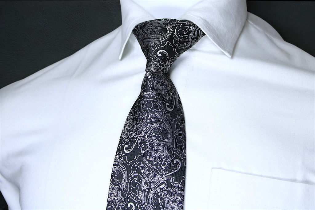Classic Black Silver Paisley Tie