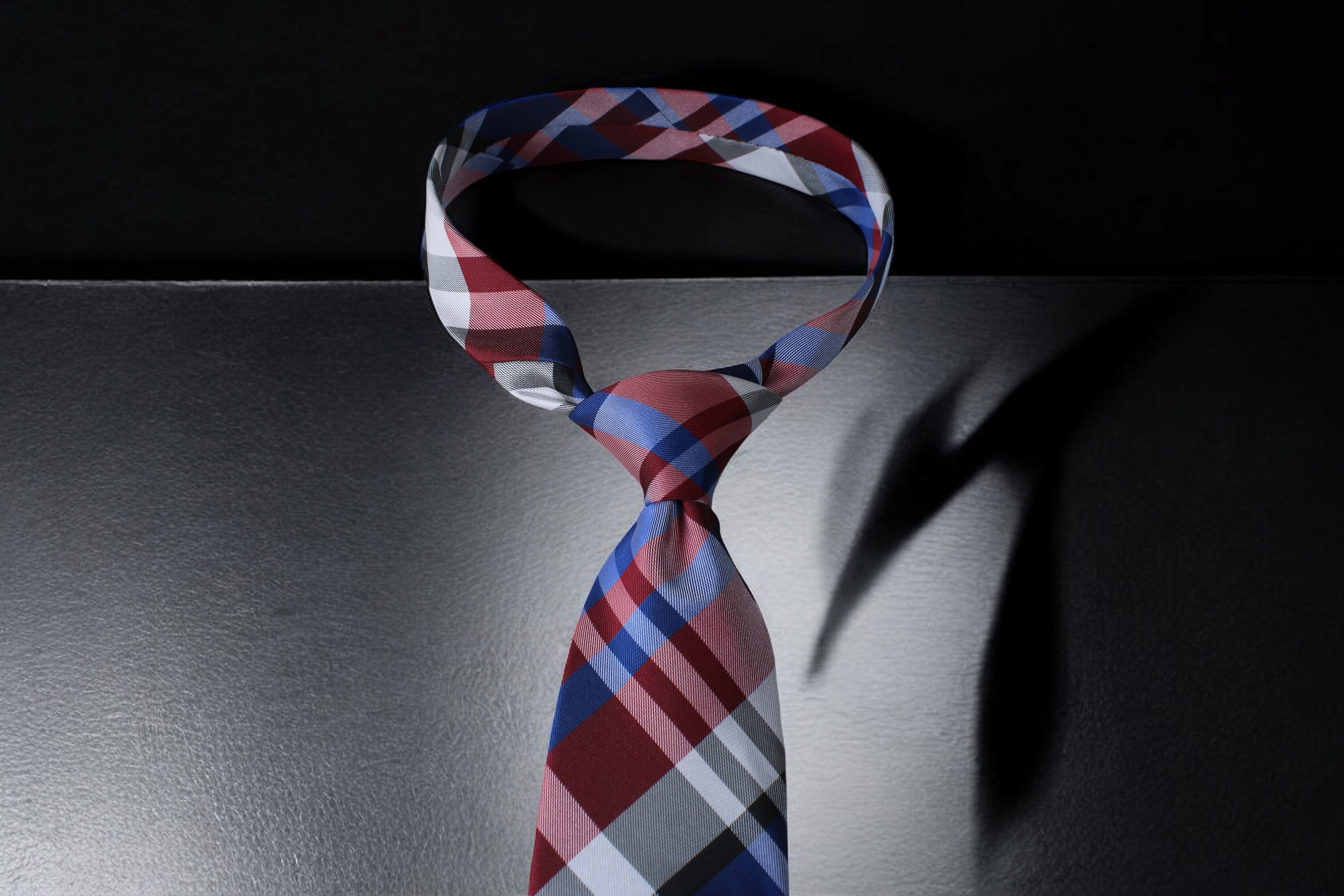 Classic Checkered Red,Blue & Gray Plaid Tie
