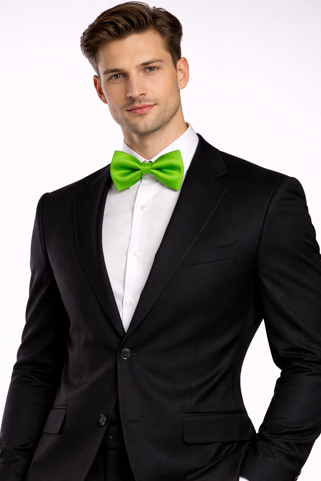 Neon Green Solid Double Layered Bowtie