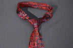 Geometric Red Maze Tie with Pocket Square