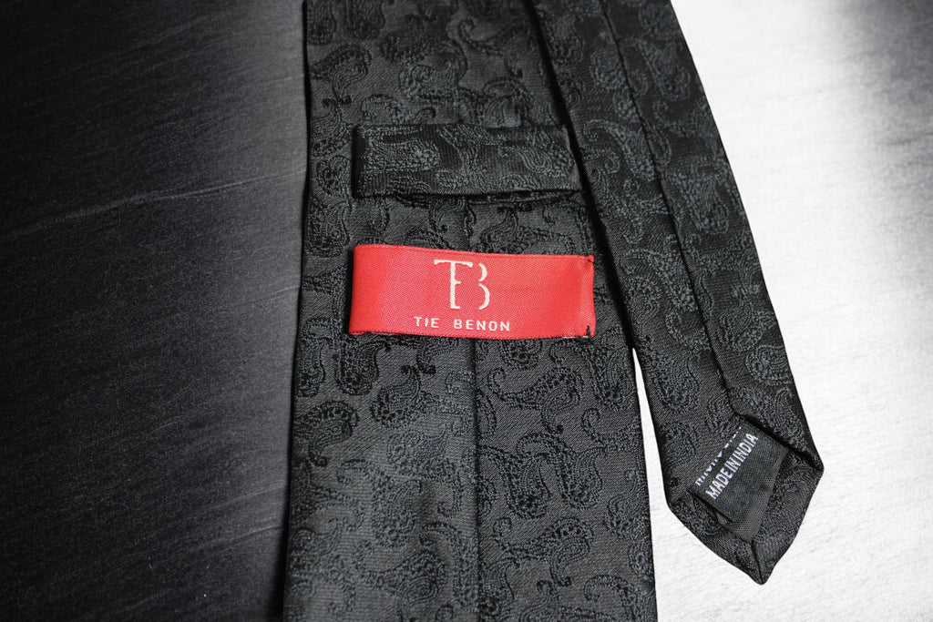 Elegant Black Self Paisley Tie