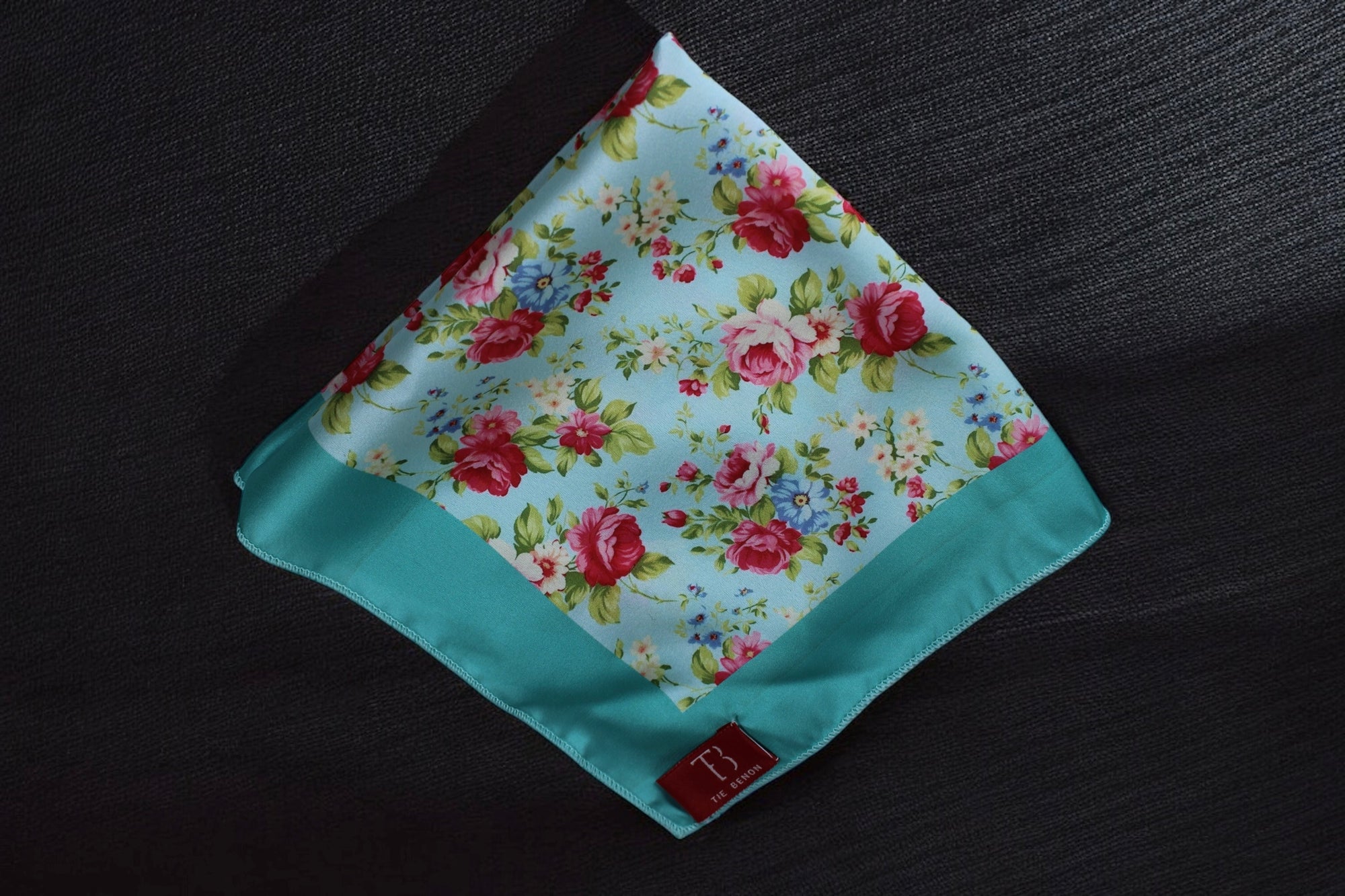Turquoise Floral Pocket Square