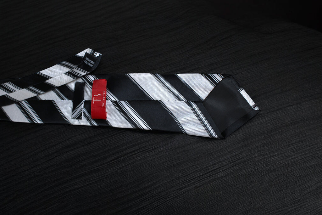 Classic Black & White Stripes Tie