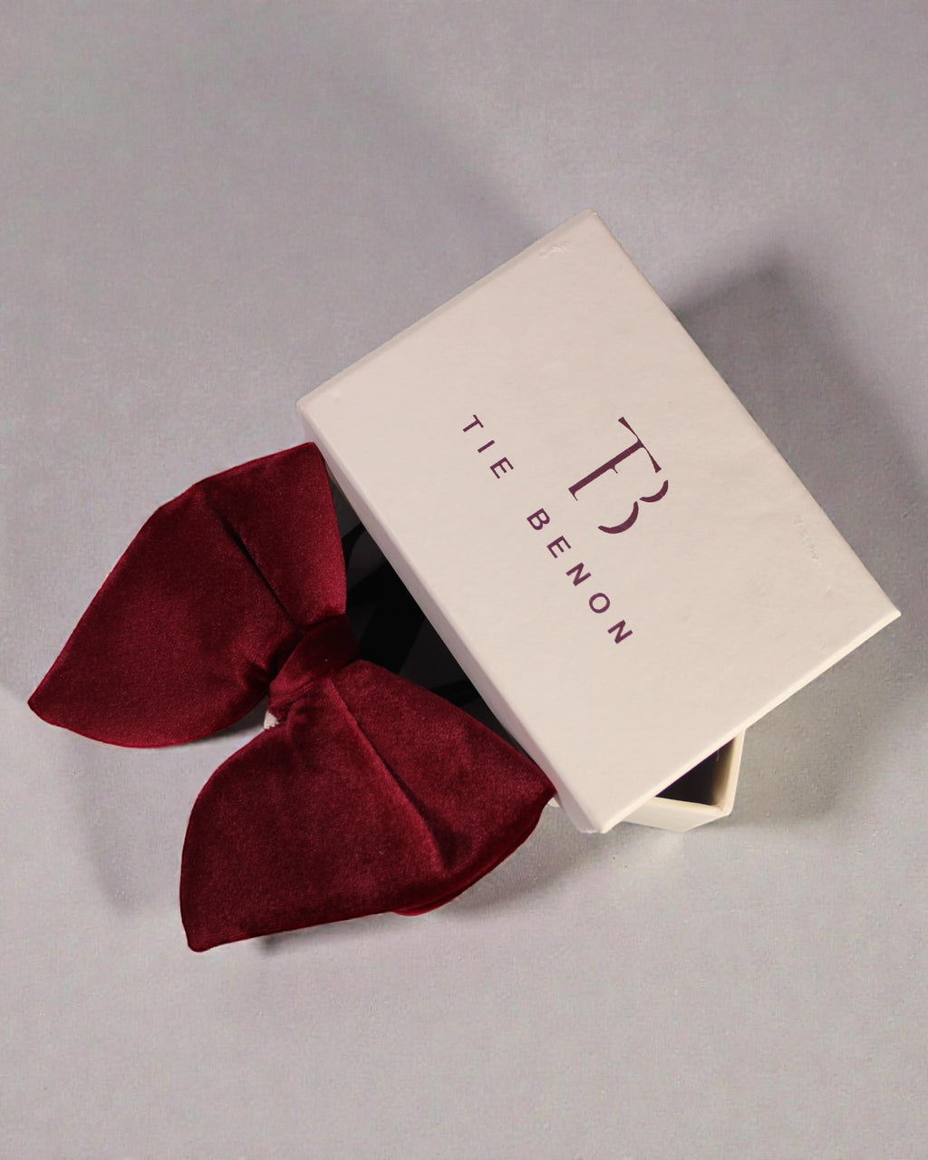 Maroon Velvet Solid Butterfly Double Layered Bowtie