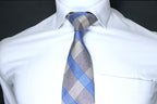 Elegant Gray & Blue Striped Microsilk Tie