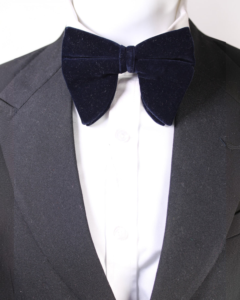Blue Velvet Solid Butterfly Double Layered Bowtie