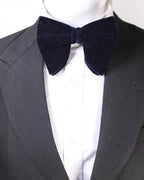Blue Velvet Solid Butterfly Double Layered Bowtie