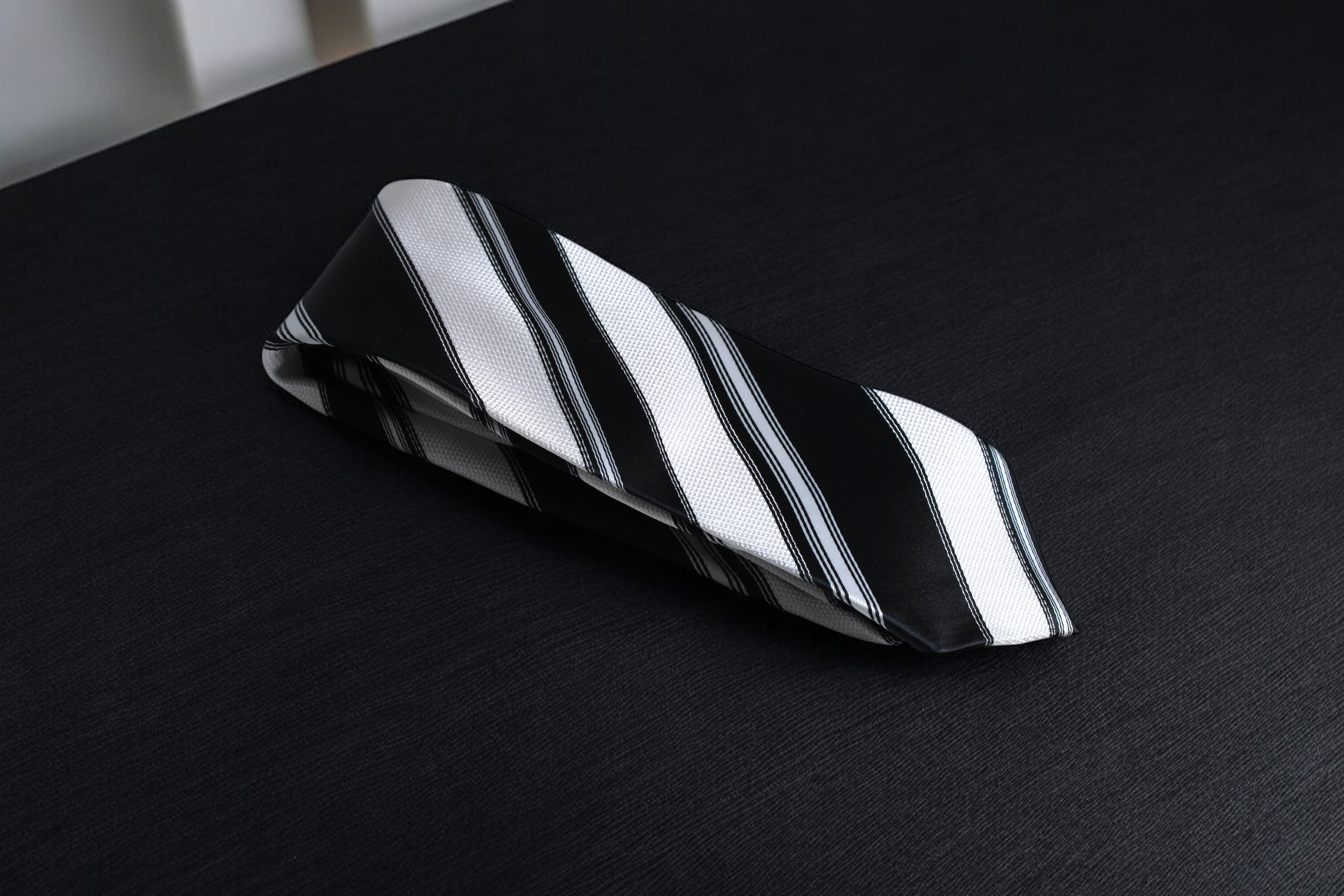 Classic Black & White Stripes Tie