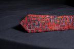 Geometric Red Maze Tie with Pocket Square