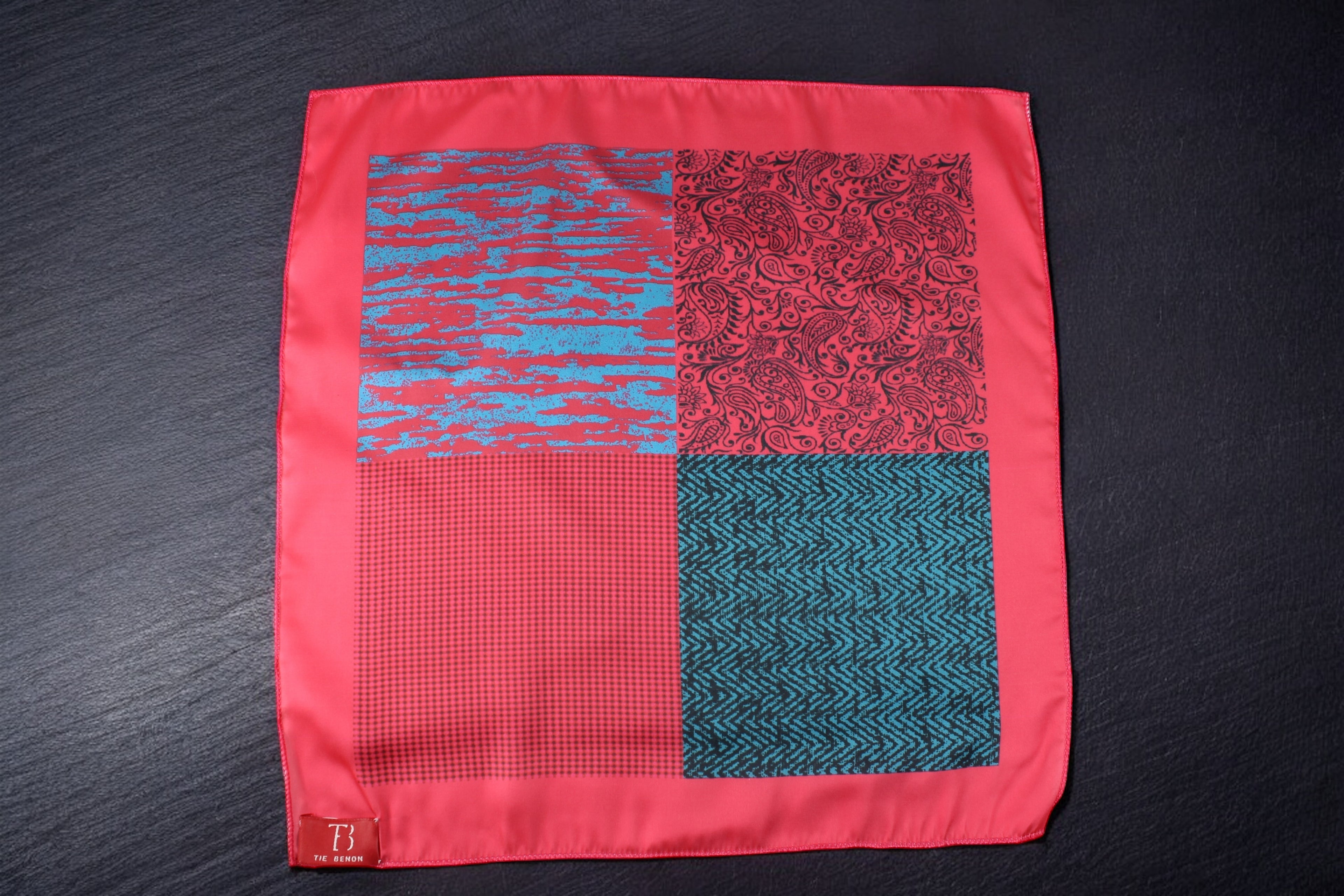 Multi Pattern Print Peach Pocket Square