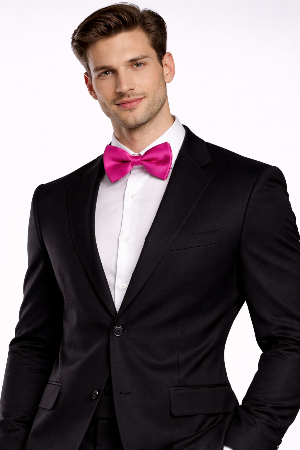 Hot Pink Solid Double Layered Bowtie