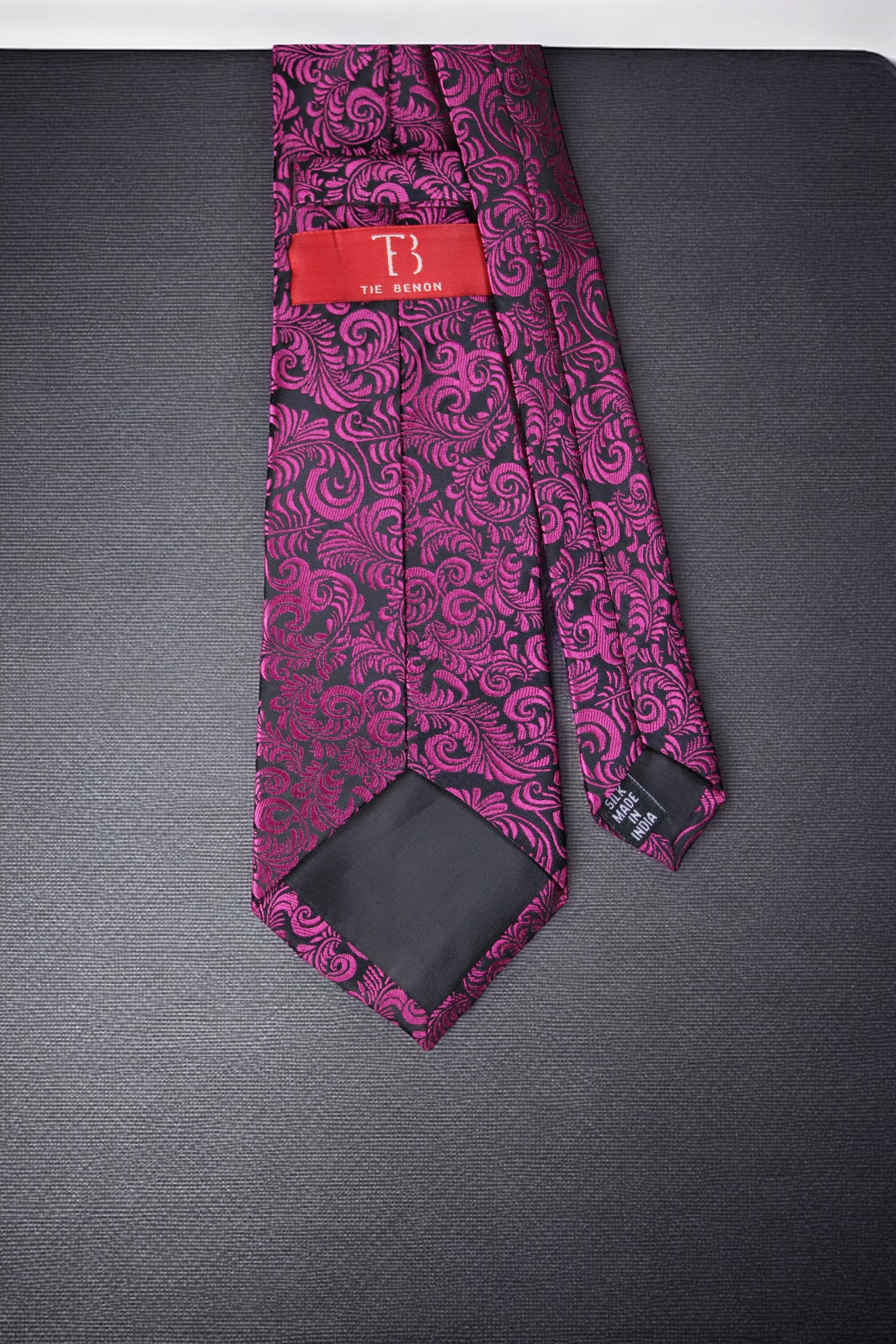 Magenta & Black Floral Tie & Pocket Square