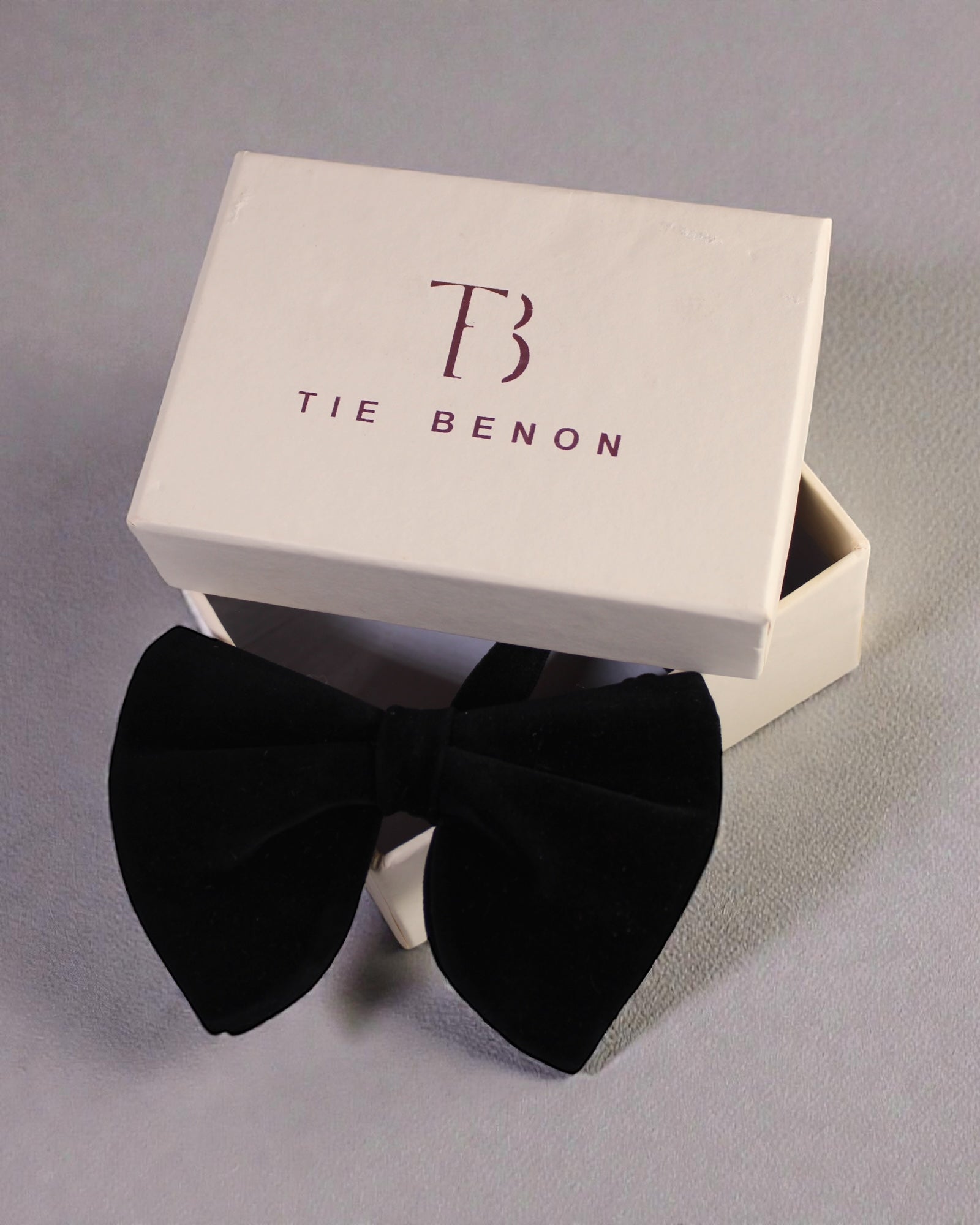 Black Velvet Solid Butterfly Double Layered Bowtie