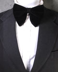 Black Velvet Solid Butterfly Double Layered Bowtie