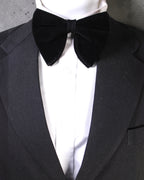 Black Velvet Solid Butterfly Double Layered Bowtie