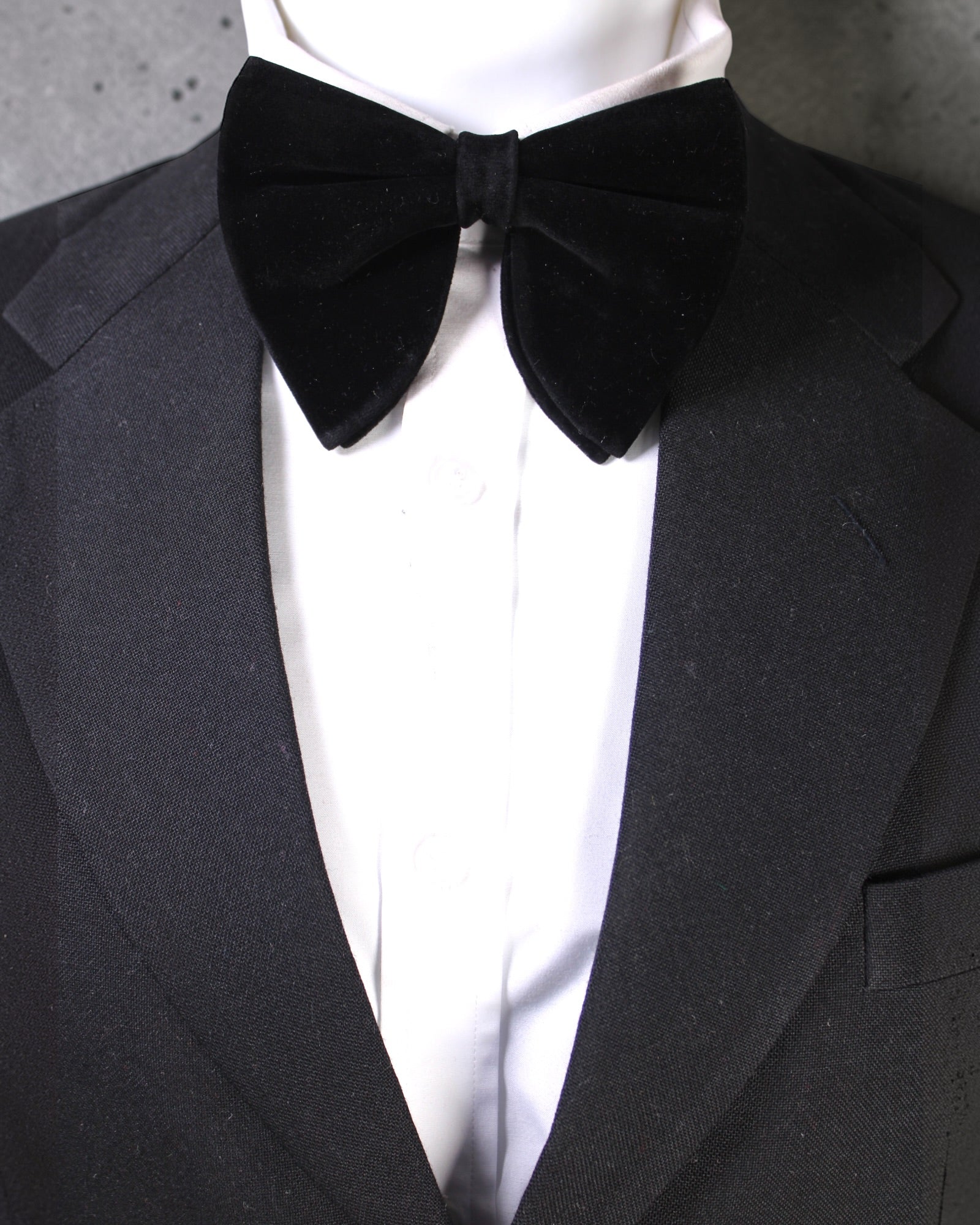 Black Velvet Solid Butterfly Double Layered Bowtie
