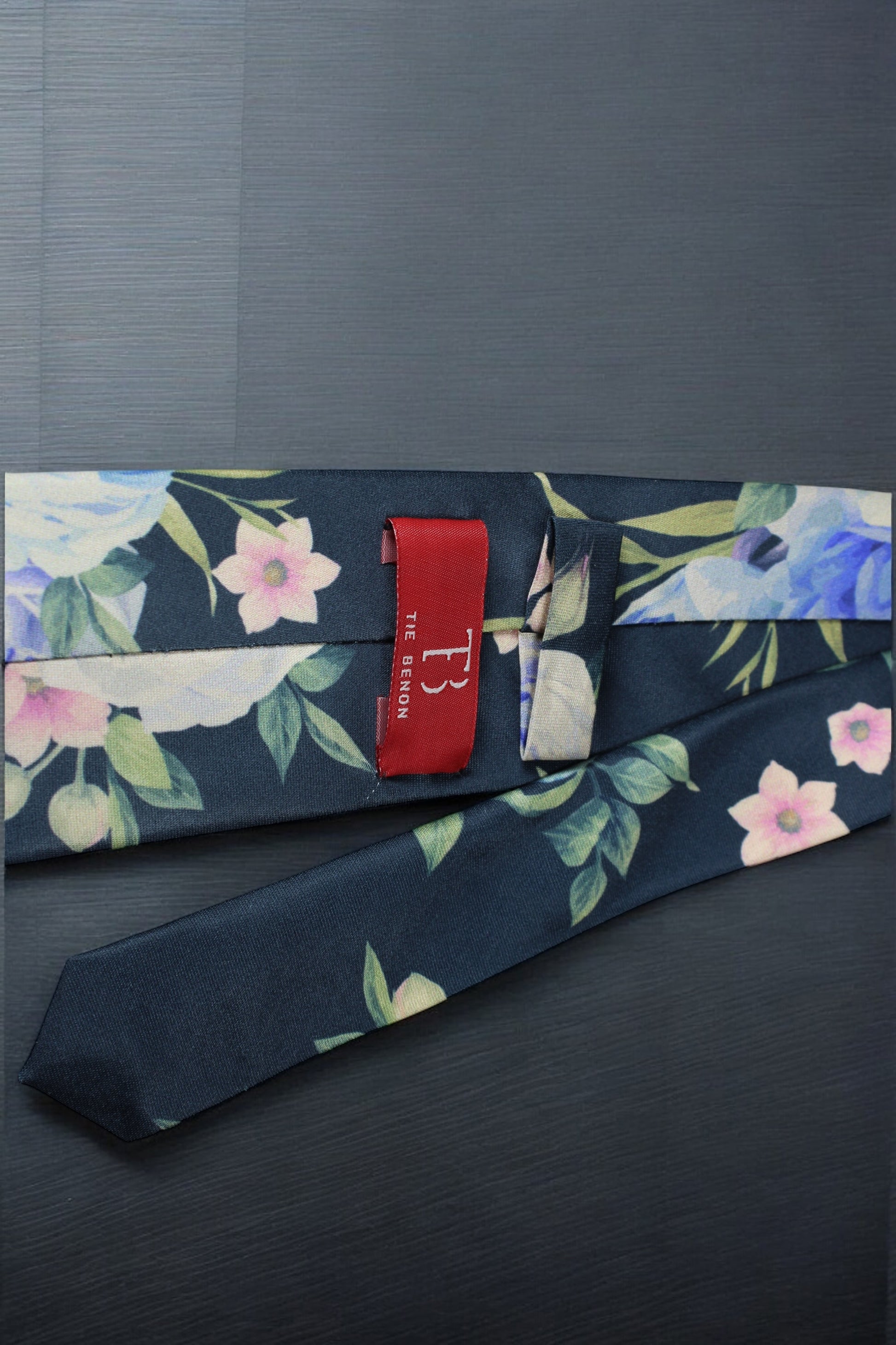 Multicolor Floral Black Tie with Pocket Square