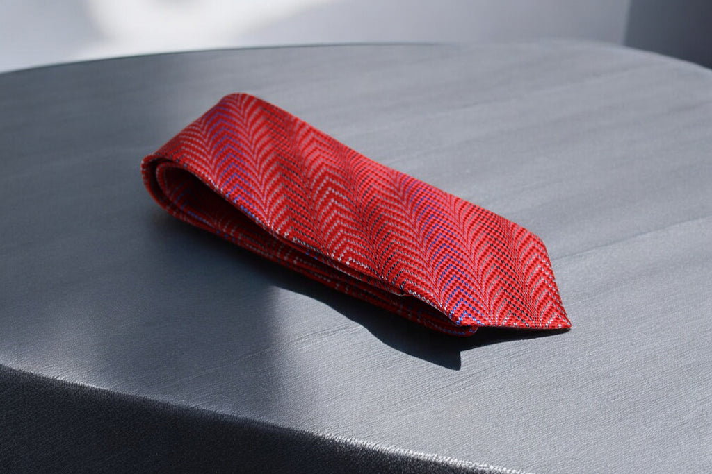 Vibrant Red & Blue Chevron Tie