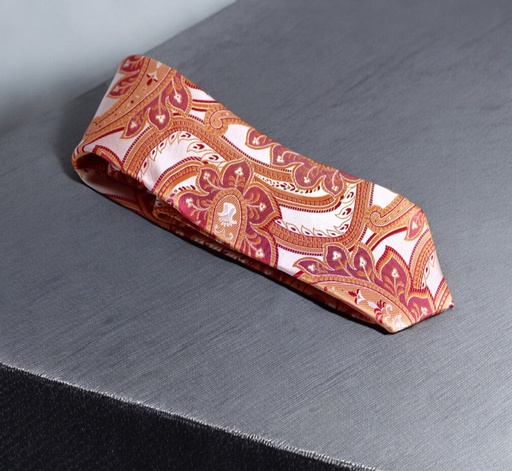 Orange Paisley Tie - Elegant Vintage Swirl Design