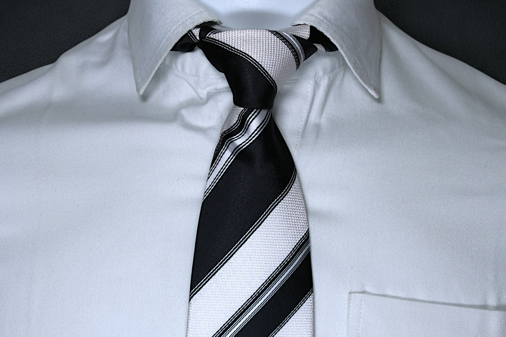 Classic Black & White Stripes Tie