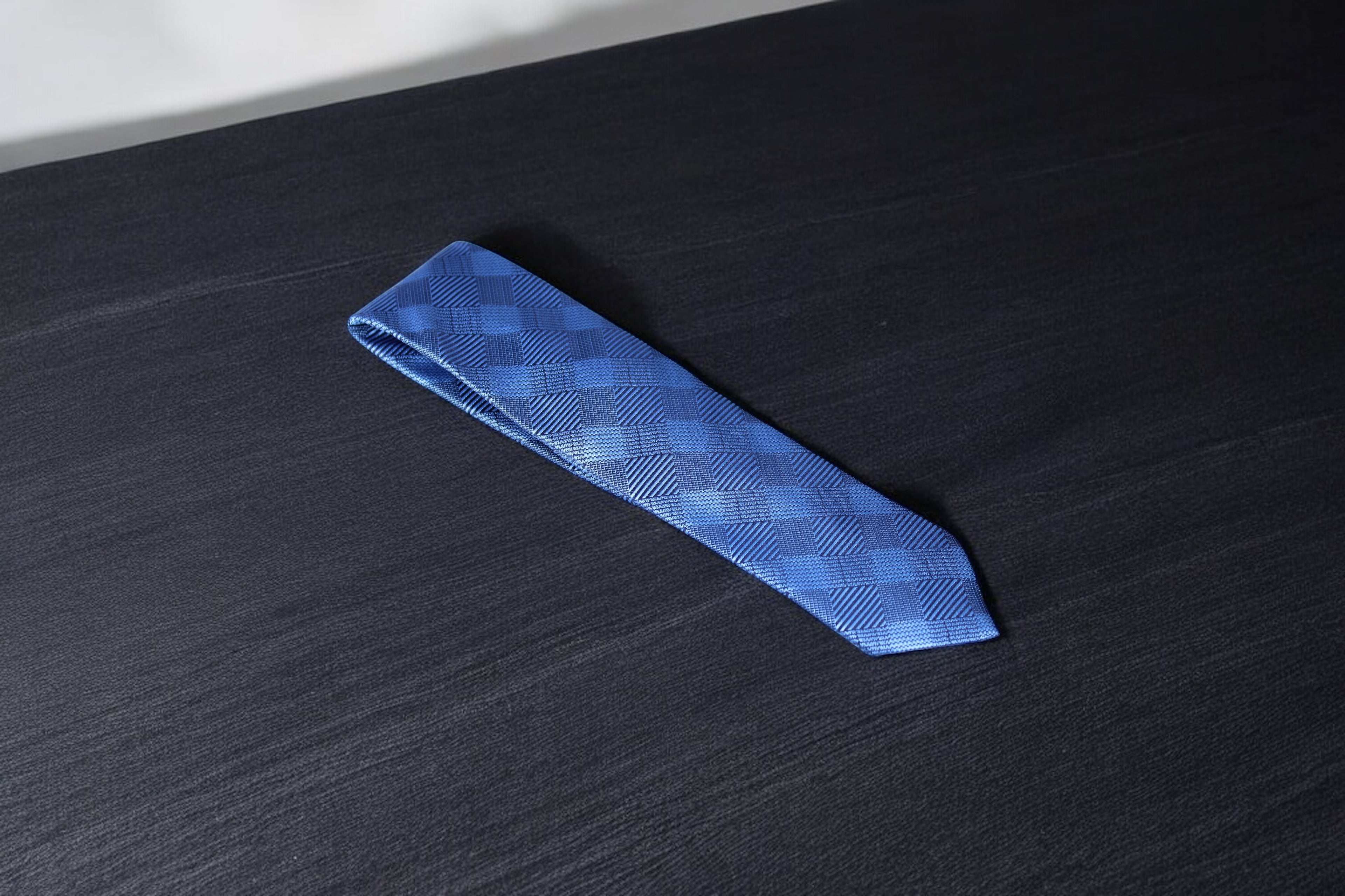 Geometric Self Blue Plaid Tie
