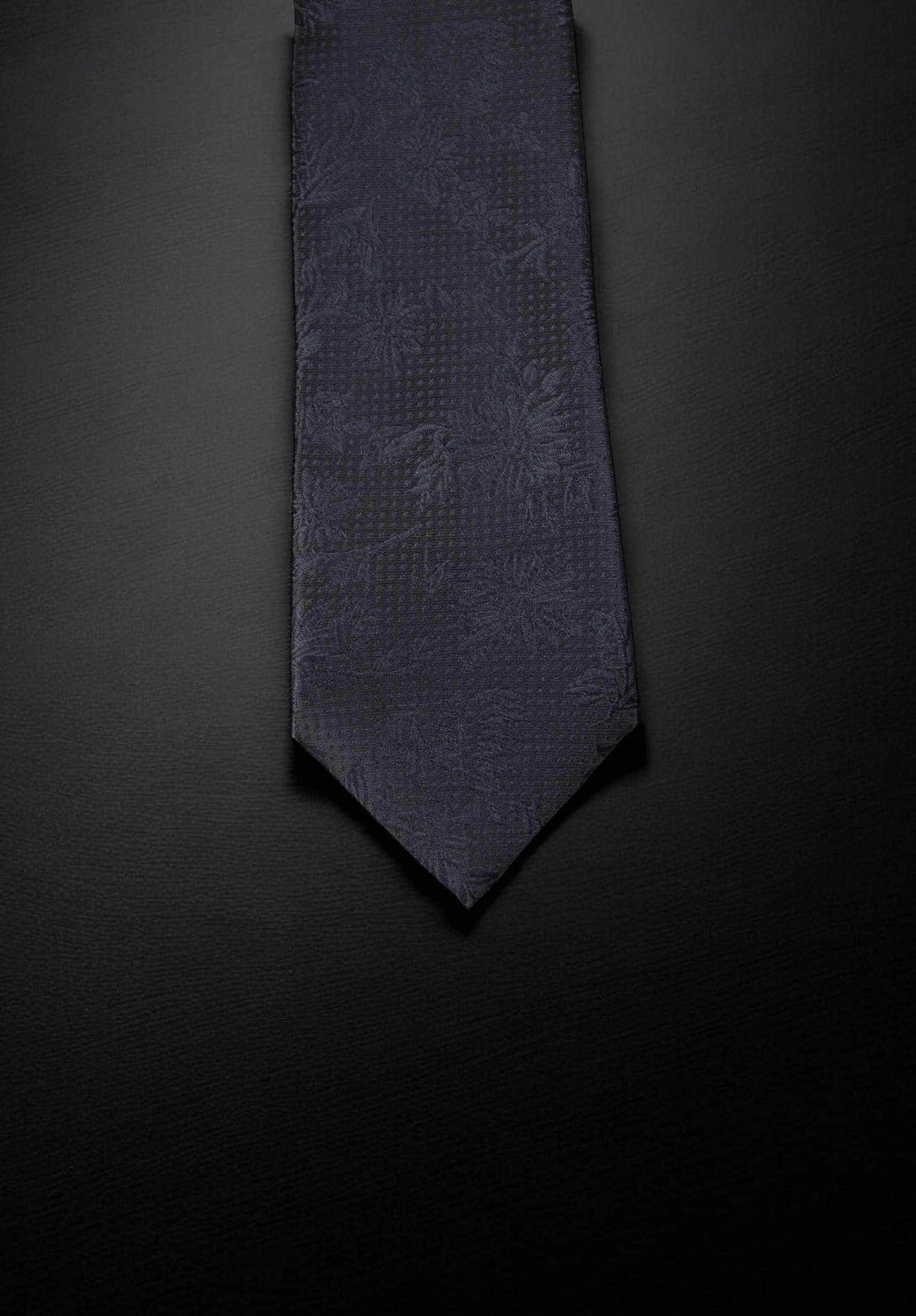 Classy Black Floral Tie & Pocket Square