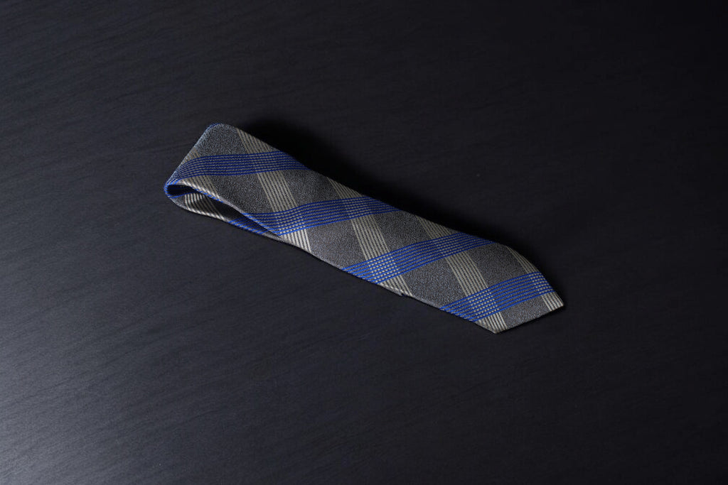 Elegant Gray & Blue Striped Microsilk Tie