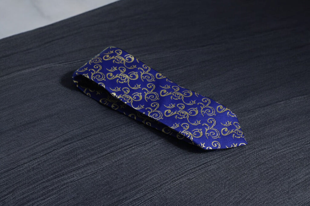 Royal Blue & Gold Swirl Tie