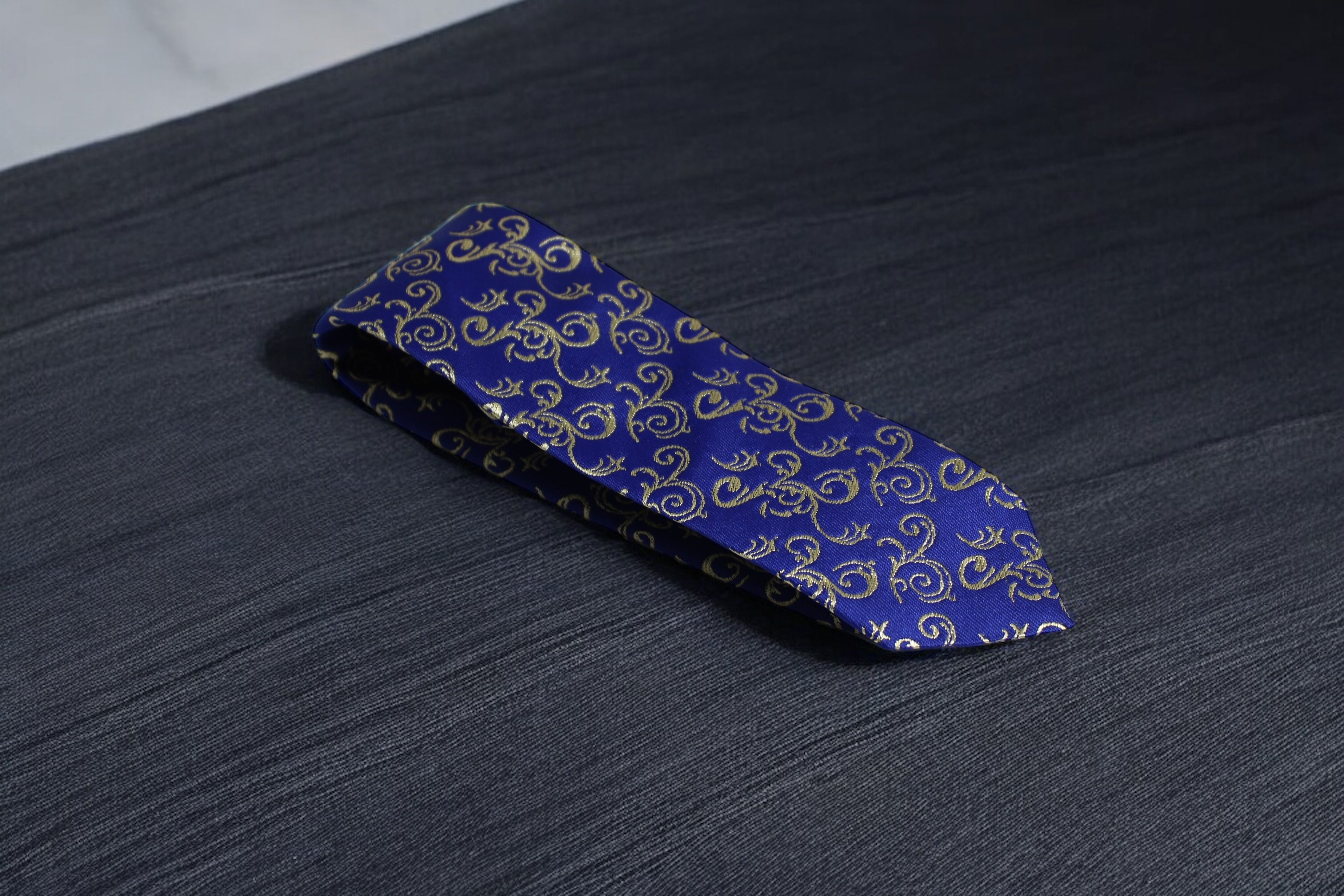 Royal Blue & Gold Swirl Tie
