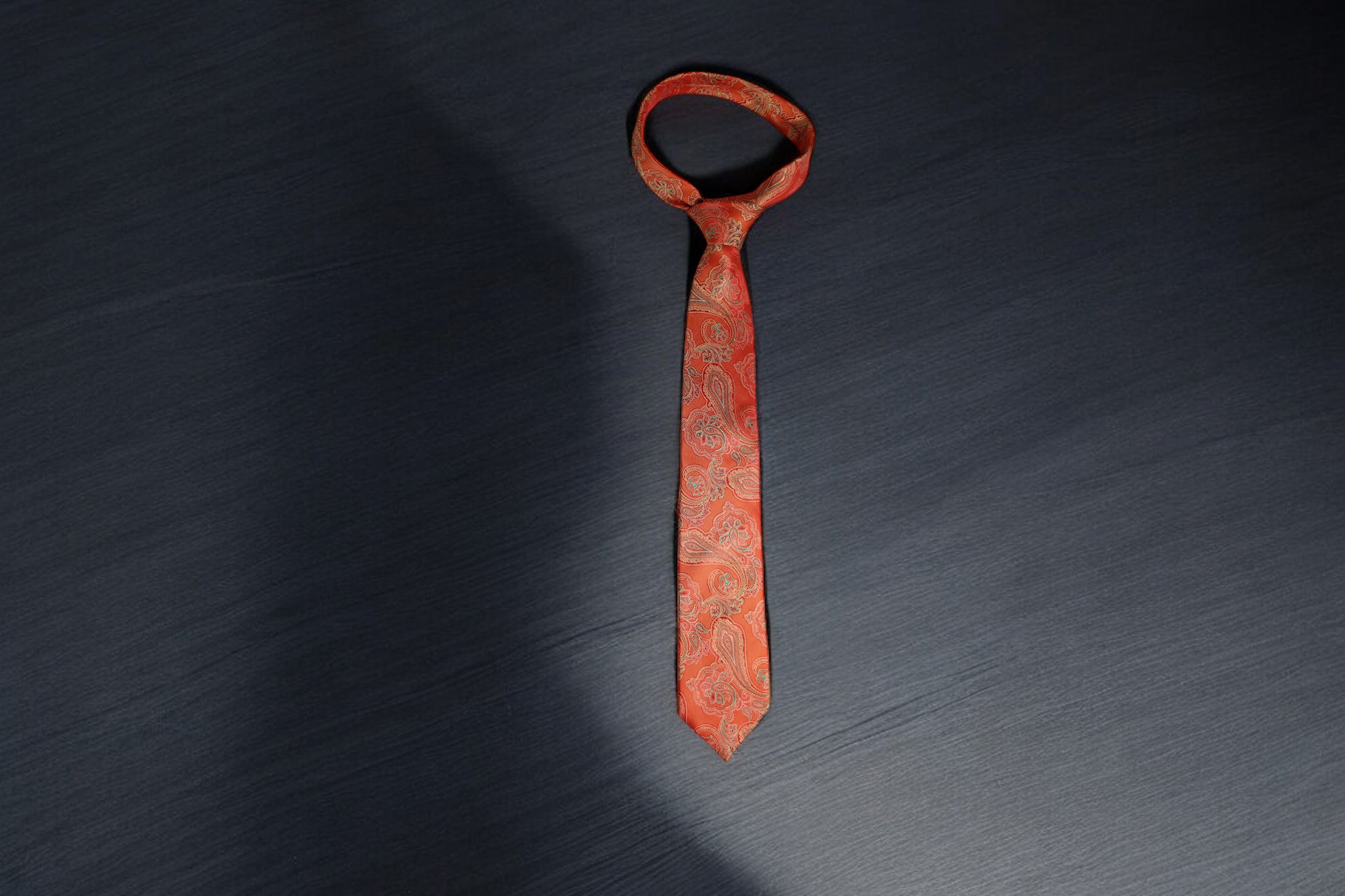 Bold Orange & Gold Paisley Tie