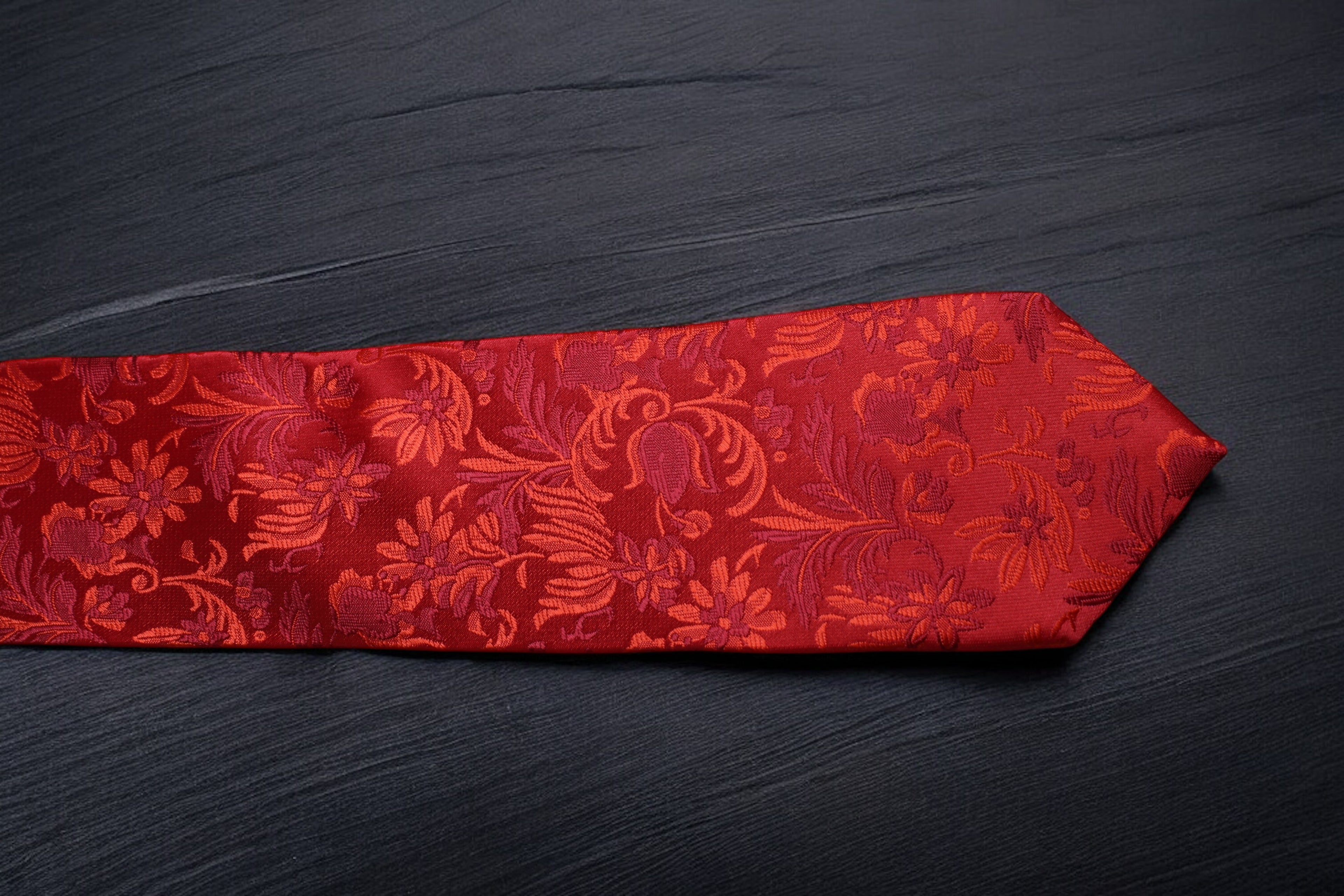 Elegant Crimson Red Floral Tie