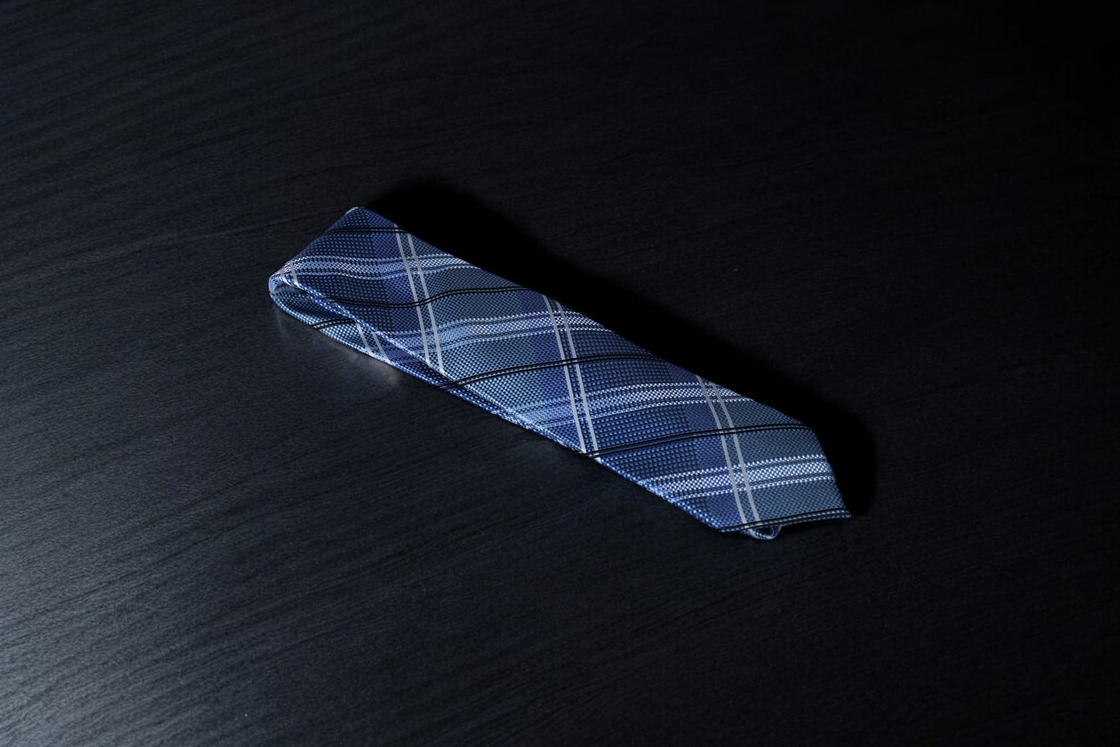 Classic Blue & Silver Plaid Tie