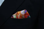 Vibrant Artistic Multicolor Tie with Pocket Square