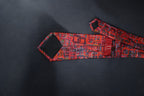 Geometric Red Maze Tie with Pocket Square