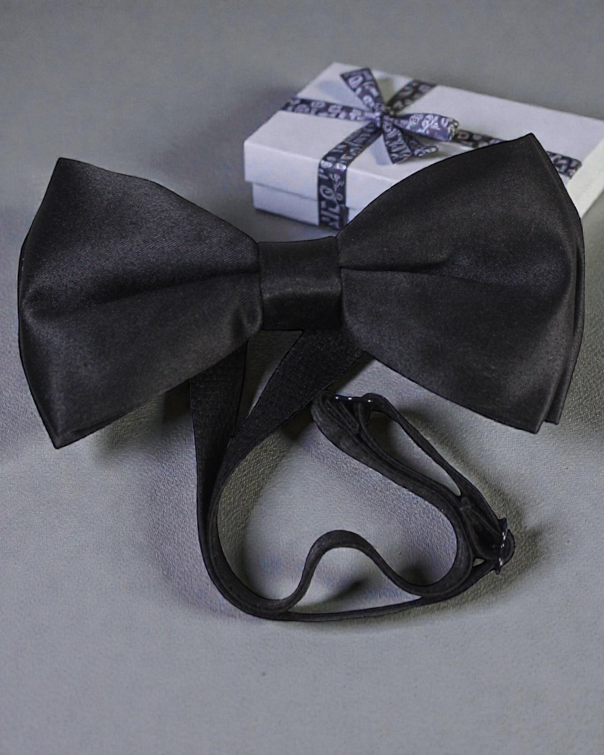 Black Solid Double Layered Bowtie