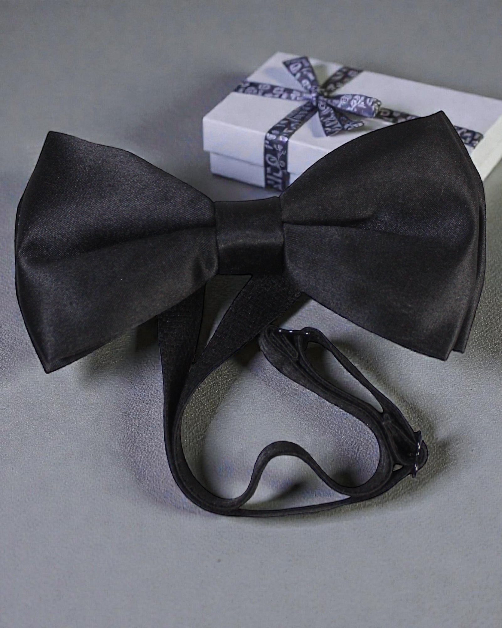 Black Solid Double Layered Bowtie
